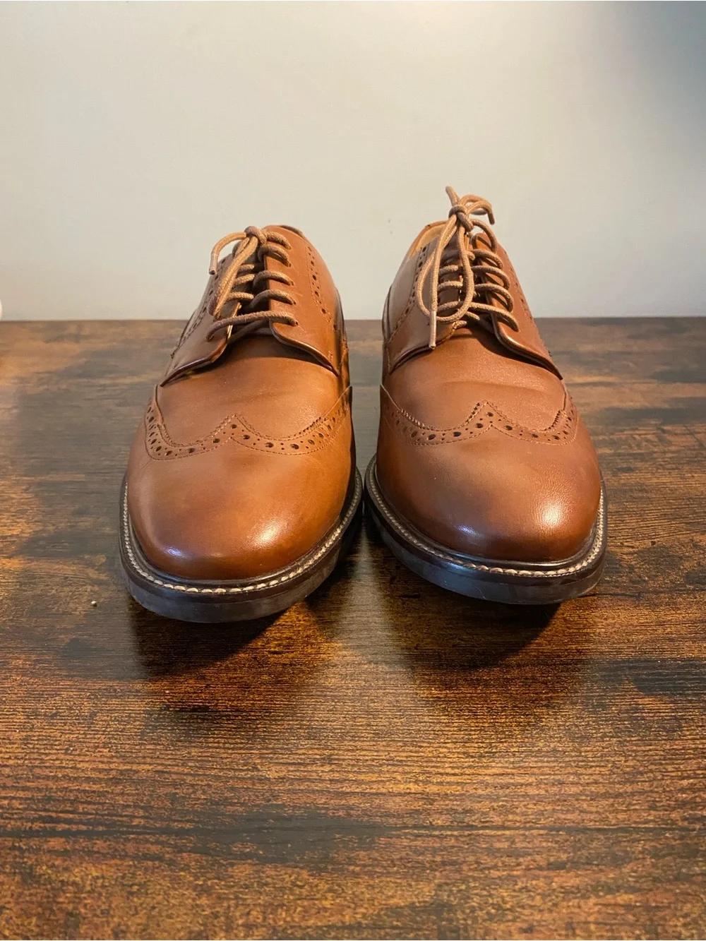 Cole Haan Men's Classic Tan Leather Wingtip Derby Shoes